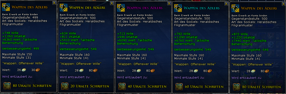 Vergleich mit dem neuen Muster auf Starter-Stufe (lvl 500)