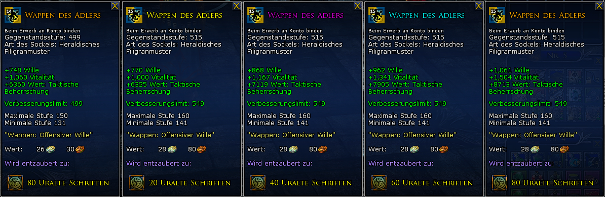 Vergleich mit dem auf max. gelevelten neuen Muster (lvl 515)