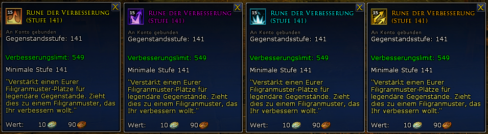 Verbesserungsrunen von Level 141 bis Level 150