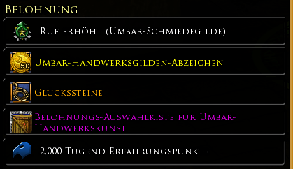Umbar Handwerksgilde wöchentliche Belohnungen