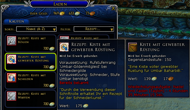 Umbar Handwerksgilde Rezept für Tagesaufgabe