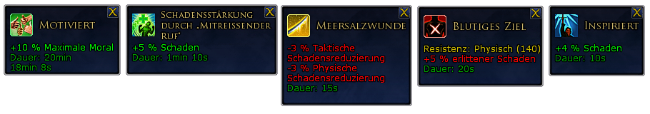 Seefahrer Shantyrufer: Buffs und Debuffs